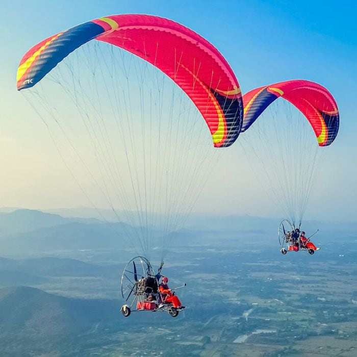 Paramotor flight over the countryside near Chiang Mai